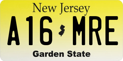 NJ license plate A16MRE