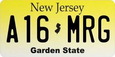 NJ license plate A16MRG