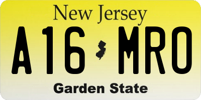NJ license plate A16MRO