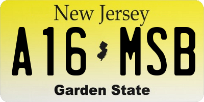 NJ license plate A16MSB