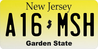 NJ license plate A16MSH