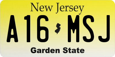 NJ license plate A16MSJ