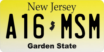 NJ license plate A16MSM