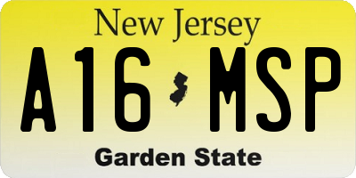 NJ license plate A16MSP