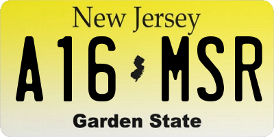 NJ license plate A16MSR