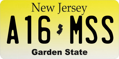 NJ license plate A16MSS