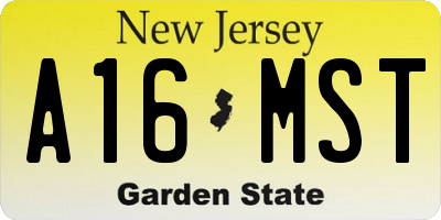 NJ license plate A16MST