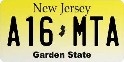 NJ license plate A16MTA