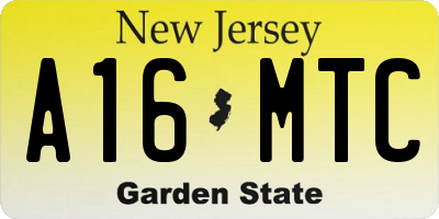 NJ license plate A16MTC