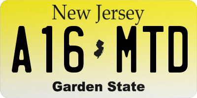 NJ license plate A16MTD