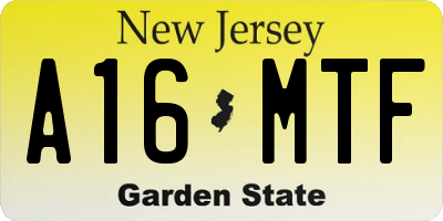 NJ license plate A16MTF