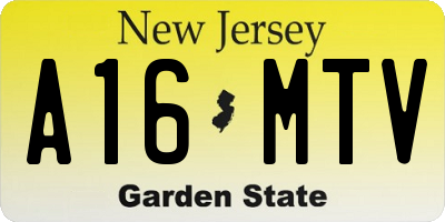 NJ license plate A16MTV