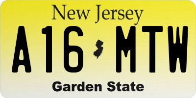 NJ license plate A16MTW