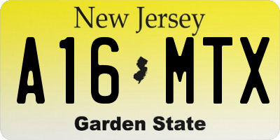 NJ license plate A16MTX