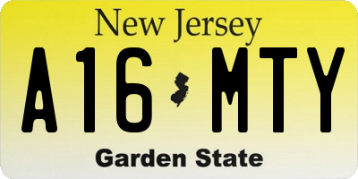 NJ license plate A16MTY