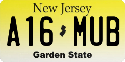 NJ license plate A16MUB