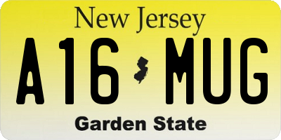 NJ license plate A16MUG