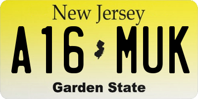 NJ license plate A16MUK