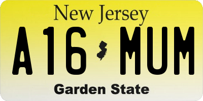 NJ license plate A16MUM