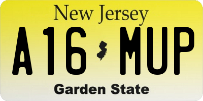 NJ license plate A16MUP