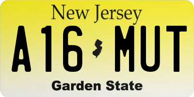 NJ license plate A16MUT
