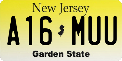 NJ license plate A16MUU