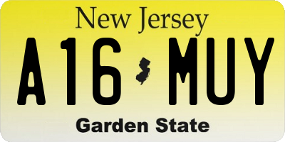 NJ license plate A16MUY
