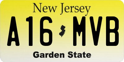 NJ license plate A16MVB