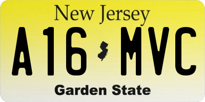 NJ license plate A16MVC