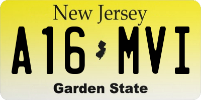 NJ license plate A16MVI