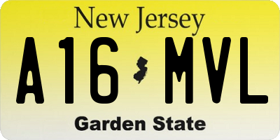 NJ license plate A16MVL