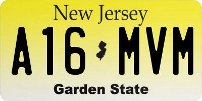 NJ license plate A16MVM