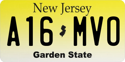 NJ license plate A16MVO