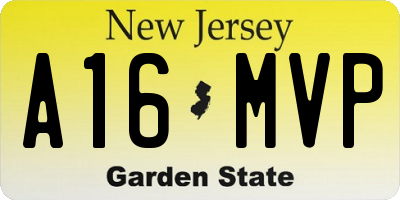 NJ license plate A16MVP