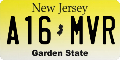 NJ license plate A16MVR