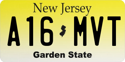 NJ license plate A16MVT