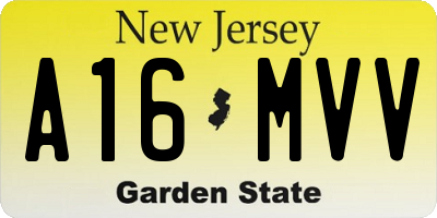 NJ license plate A16MVV