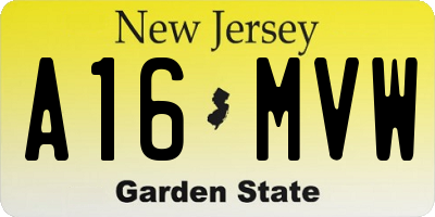 NJ license plate A16MVW