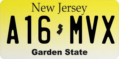 NJ license plate A16MVX