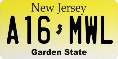 NJ license plate A16MWL
