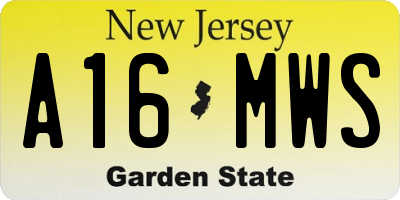 NJ license plate A16MWS