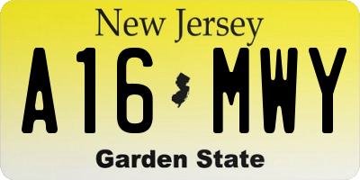 NJ license plate A16MWY