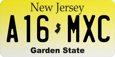 NJ license plate A16MXC