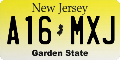NJ license plate A16MXJ