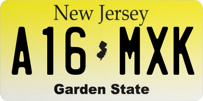 NJ license plate A16MXK