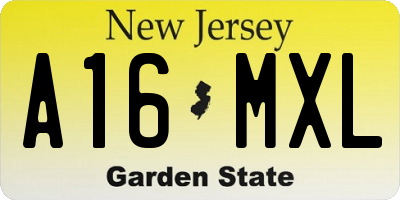 NJ license plate A16MXL