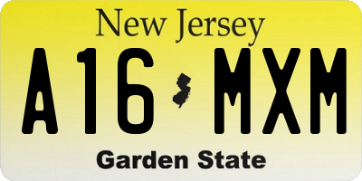 NJ license plate A16MXM
