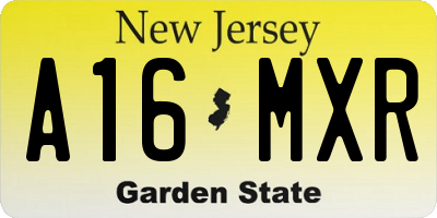 NJ license plate A16MXR