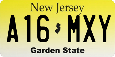 NJ license plate A16MXY