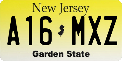 NJ license plate A16MXZ
